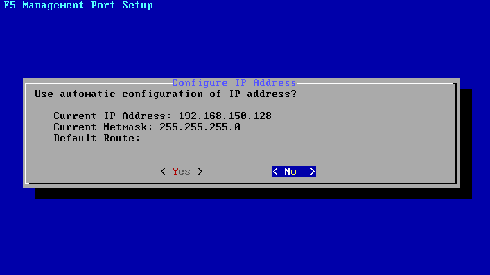 Management network config screen