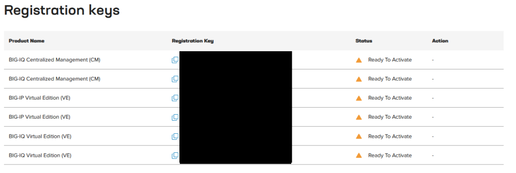 Big IP registration key list