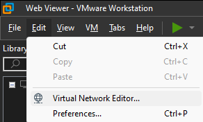 Virtual Network Editor link menu