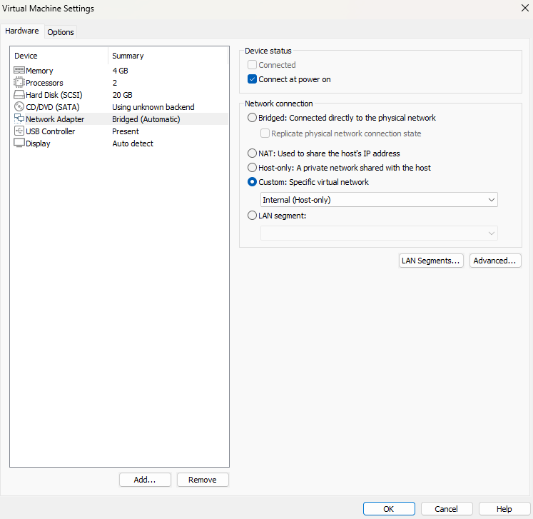 Workserver VM configuration