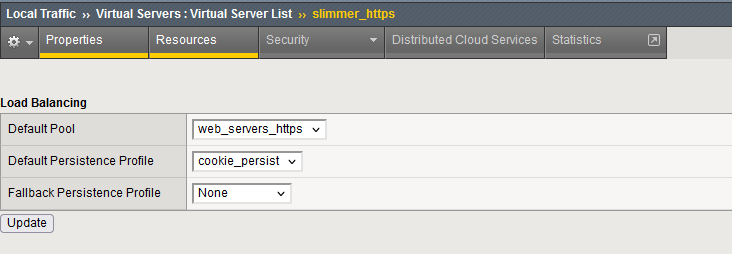 Cookie persistence profile added to the https virtual server