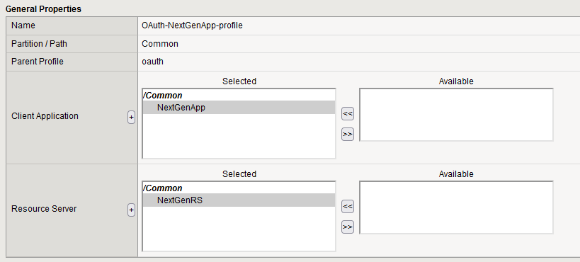 Client application and resource server assignation to the OAuth profile inside F5 APM