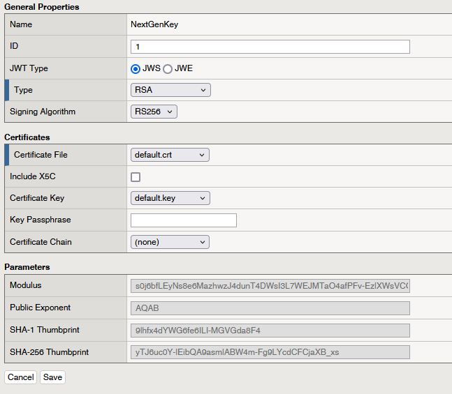 Creation of the JWT Key inside F5 APM