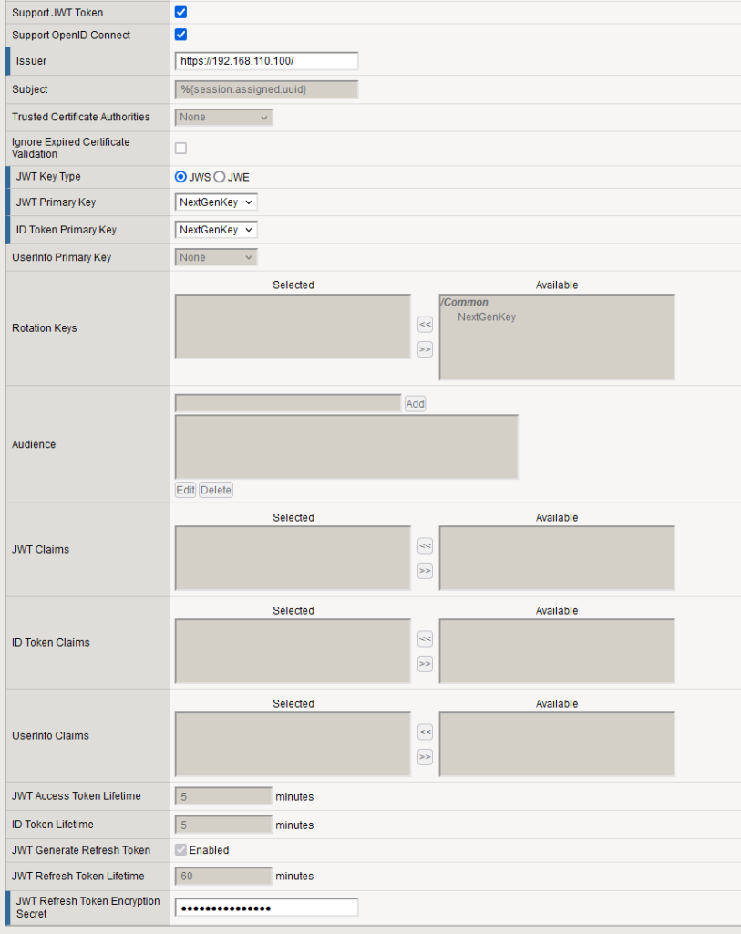 Associating the JWT Key with the OAuth Profile