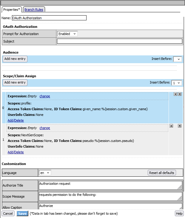 New claim mapping inside Authorization server 